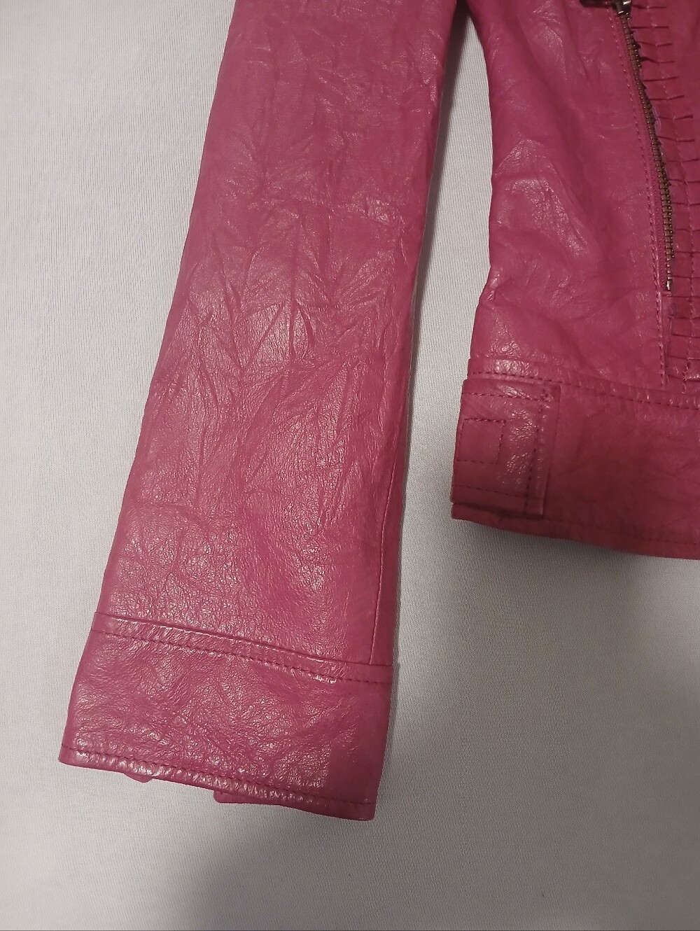 Danier Women's Genuine Leather Pink Moto Biker Jacket Small S Y2K Fitted - Picture 3 of 11